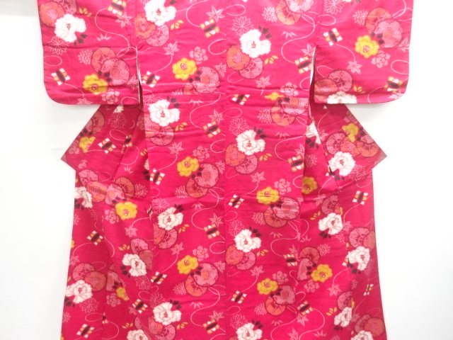 JAPANESE KIMONO / ANTIQUE KIMONO / MAOKA COTTON / DRUM & FLOWER